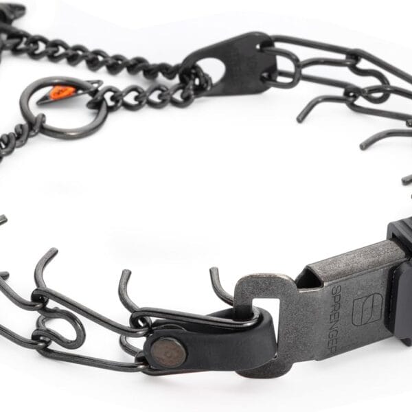 Herm Sprenger Black Stainless Steel Dog Collar with Quick Release ClicLock Buckle and Biothane Insert Training Collar Made in Germany (Black, 16in x 2.25mm(Neck Size up to 13-14in))