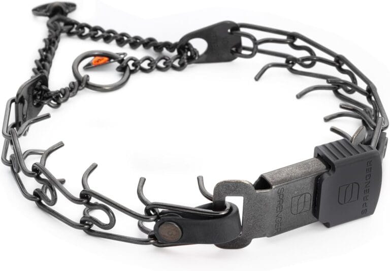 Herm Sprenger Black Stainless Steel Dog Collar with Quick Release ClicLock Buckle and Biothane Insert Training Collar Made in Germany (Black, 16in x 2.25mm(Neck Size up to 13-14in))