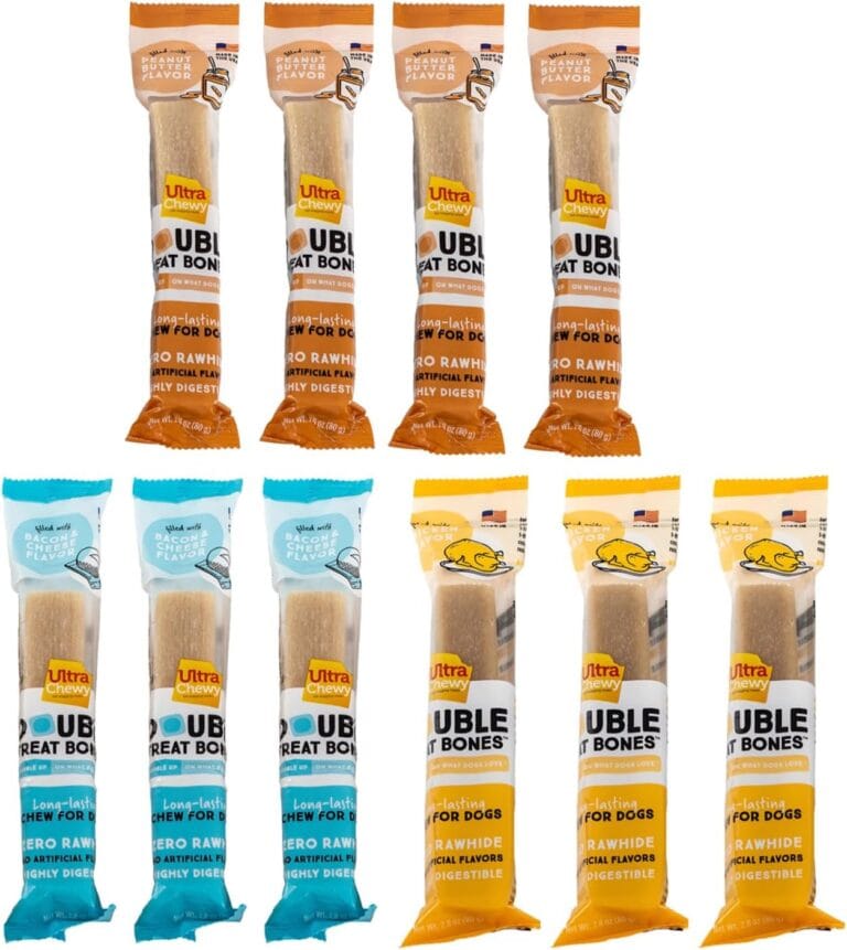 Ultra Chewy Peanut Butter, Chicken, Bacon and Cheese Flavors: Long-Lasting Treats Made in USA for Large and Small Breeds, Highly Digestible, for Aggressive Chewers (Favorite Flavors, 10 Count)