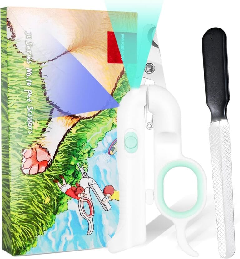 PAKEWAY Dog Nail Clippers with LED Light - Pet Nail Trimmer and File for Small/Medium Dogs, Puppies, Cats, and Rabbits