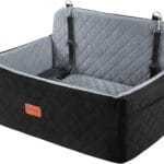 Dog Car Seat for Medium/Large Dogs, Pet Booster Seat for Under 55 lbs or 2 Small Dogs, Detachable & Washable Dog Car Bed for Backseat with 2 Safety Leashes (Black/Grey)