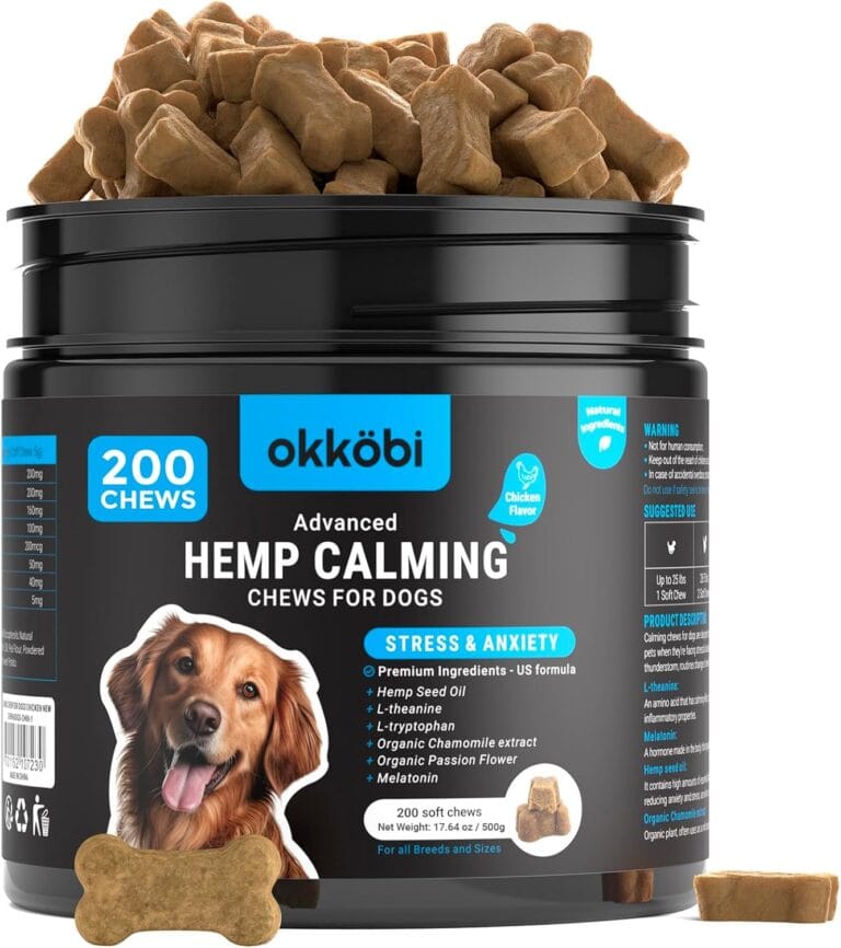 Hemp Calming Chews for Dogs Anxiety 200 pcs - Chicken Flavored - Dog Anxiety Relief - Dog Calming Chews - Melatonin for Dogs - for Stress, Travel, Check-up, Barking or Grooming - Dog Calming Treats