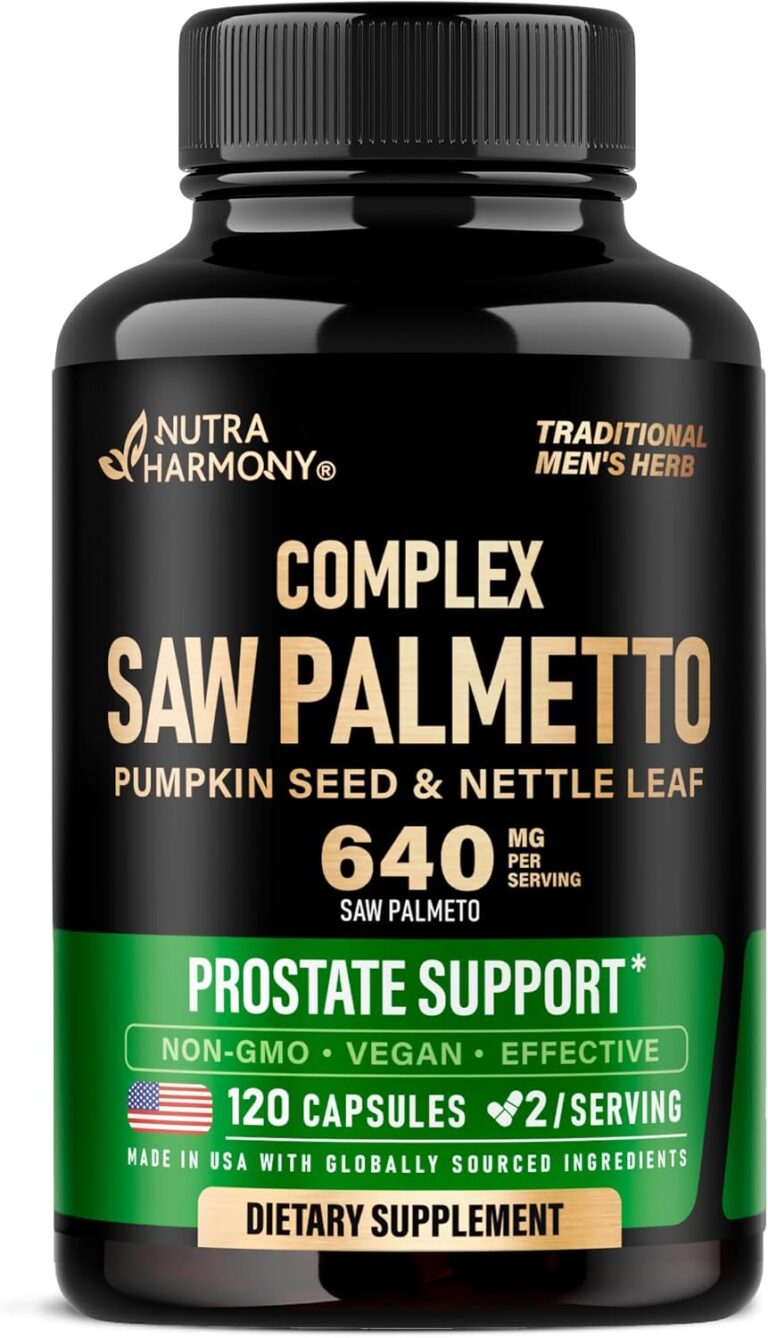 Saw Palmetto for Men 640mg - Pumpkin Seed | Nettle | Zinc & Pygeum - Prostate Health & Urinary Supplement - DHT Blocking & Hair Support - 45% Fatty Acids, Clinical Strength - Made in USA, 120 Capsules