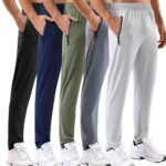 5 Pack Mens Sweatpants with Zipper Pockets Stretch Lightweight Athletic Track Pants for Men Joggers Running Workout Gym