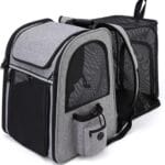 Cat Carrier Backpack - Expandable Airline-Approved Pet Backpack with Snag-Free Mesh, Roll-Top Cover & Storage, Fits Cats/Small Dogs Up to 18 Lbs (Hiking/Camping)