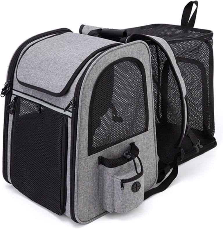 Cat Carrier Backpack - Expandable Airline-Approved Pet Backpack with Snag-Free Mesh, Roll-Top Cover & Storage, Fits Cats/Small Dogs Up to 18 Lbs (Hiking/Camping)