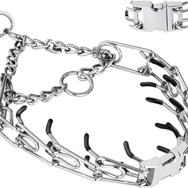 Dog No Pull Collar, Adjustable Size with Quick Release Buckle Dog Collar for Small Medium Large Dogs (with Extra Link and Caps)