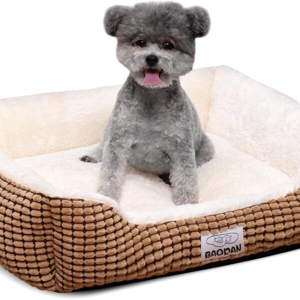 Dog Beds for Small Medium Dogs Washable, Calming Dog Bed Small Size Dog, Orthopedic Dog Bed, Warming Soft Calming Sleeping Puppy Bed Durable Pet Bed with Anti-Slip Bottom (25 inch, Coffee)