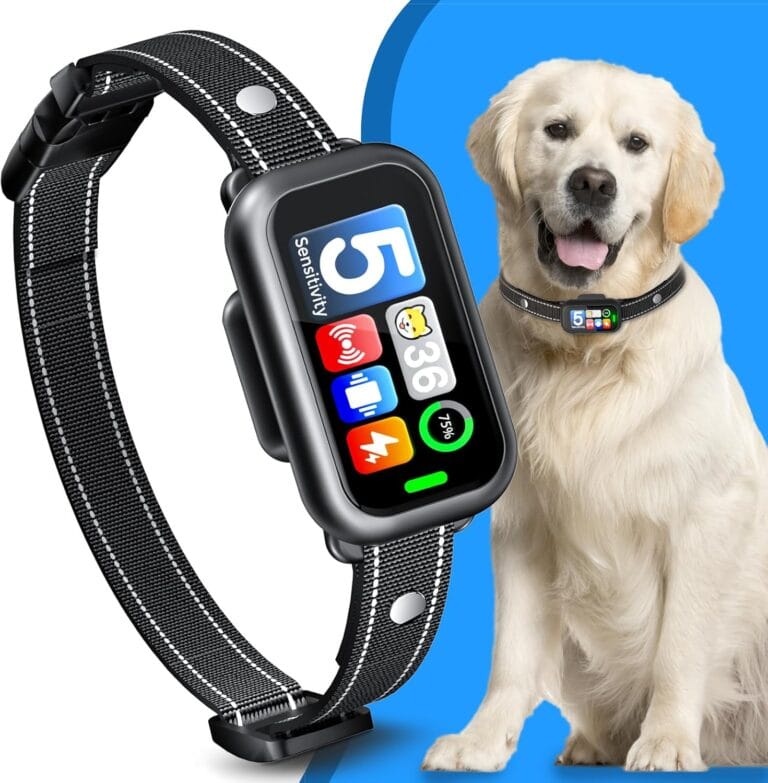 Dog Bark Collar, Smart Barking Collar with 5 Modes, 5 Adjustable Sensitivity for Barking Howling Whining, Rechargeable Anti Bark Training Collar with with Beep Vibration