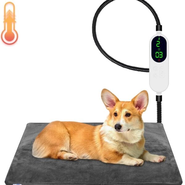 ENJOY PET Cat Heating Pad, Dog Heating Pad with 13 Level Timer and 9 Level Temperature, Dog Blanket for Cats Dogs with Chew Resistant Cord, Long-Time Working Pet Heated Mat, Auto Power Off