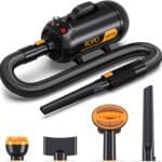 ROPO Pet Hair Dryer, High Power Dog Water Blower, Portable Low Noise Pet Grooming Hair Dryer, Adjustable Temperature and Wind Speed Dog Grooming Kit with 4 Nozzles(Black, SE02)