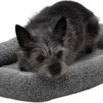 Furhaven Dog Bed for Extra Small Dogs & Indoor Cats, 100% Washable, Sized to Fit Crates - Sherpa Fleece Bolster Crate Pad - Gray, Extra Small