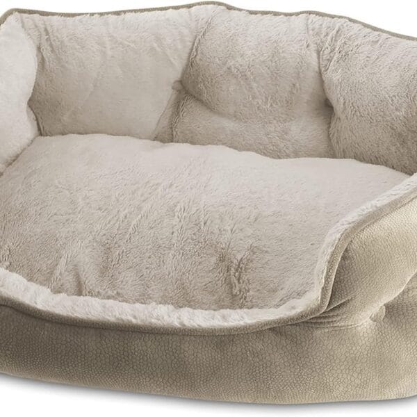 Arlee Cozy Oval Round Cuddler Pet Dog Bed - Memory Foam - Chew Resistant - Assembled USA, Medium/Large, Sand