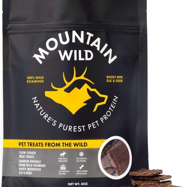 Venison Jerky Training Treats for Dogs  Elk & Deer Meat Protein Dog Treat High-Value Reward  All-Natural, No Fillers, Grain-Free, No Artificial Preservatives  8 oz (1 Pack)
