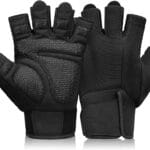 Workout Gloves for Men and Women Breathable and Comfortable Exercise Gloves with Wrist Support for Weightlifting, Cycling, Rowing and Gym Training, Black