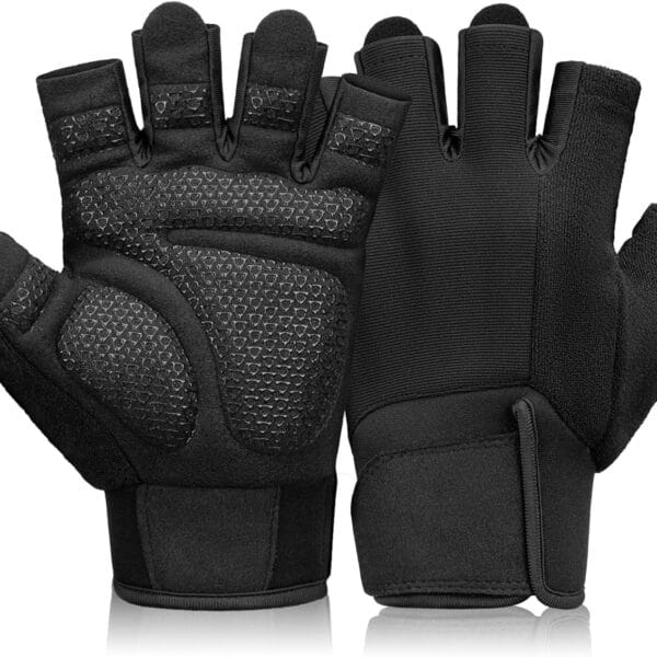 Workout Gloves for Men and Women Breathable and Comfortable Exercise Gloves with Wrist Support for Weightlifting, Cycling, Rowing and Gym Training, Black