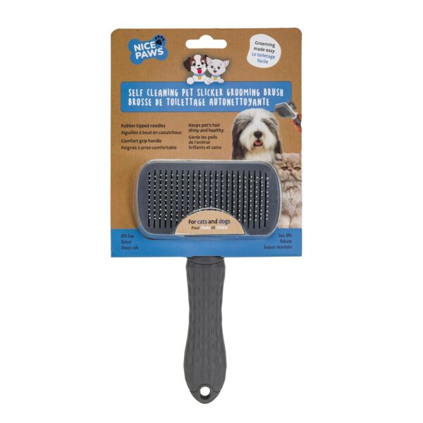 Self Cleaning Slicker Brush - PINK/GREY/BLUE - 1Pc- Pet Grooming Shedding Brush for Dogs and Cats - Remove Loose Undercoat & Tangles - Massaging Tool for Long or Short Hair