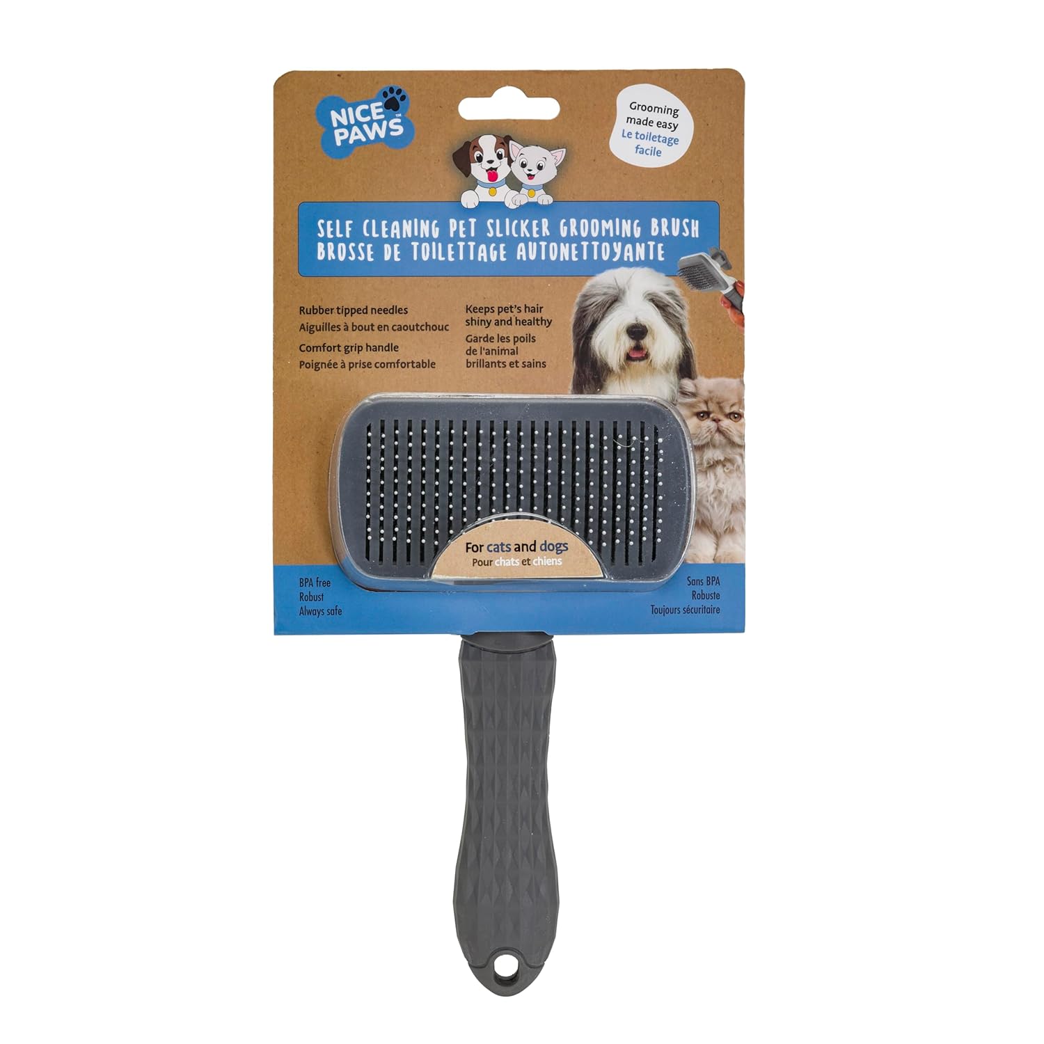 Self Cleaning Slicker Brush - PINK/GREY/BLUE - 1Pc- Pet Grooming Shedding Brush for Dogs and Cats - Remove Loose Undercoat & Tangles - Massaging Tool for Long or Short Hair Self Cleaning Slicker Brush - PINK/GREY/BLUE - 1Pc- Pet Grooming Shedding Brush for Dogs and Cats - Remove Loose Undercoat & Tangles - Massaging Tool for Long or Short Hair