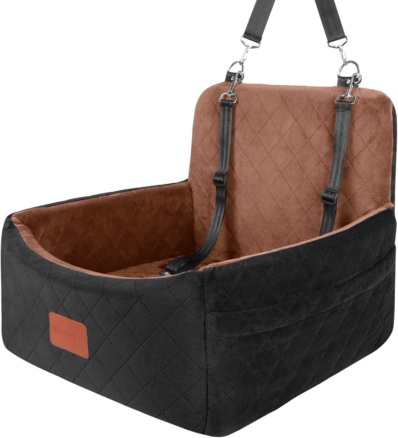 Dog Car Seat for Small Dogs Under 30lbs,Ultra Soft Fabric & Memory Foam Pet Travel Car Bed,Washable & Detachable,Anti-Slip Bottom,2 Storage Pockets and Safety Tethers(Black/Brown) Dog Car Seat for Small Dogs Under 30lbs,Ultra Soft Fabric & Memory Foam Pet Travel Car Bed,Washable & Detachable,Anti-Slip Bottom,2 Storage Pockets and Safety Tethers(Black/Brown)