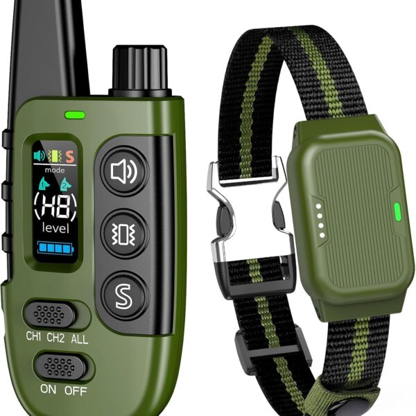 Shock Collar for Dogs, IP67 Waterproof Dog Training Collar with Remote Control, 3 Modes: Beep, Vibration, Safe Static, Rechargeable Adjustable for 15-110lbs Medium Large Dogs