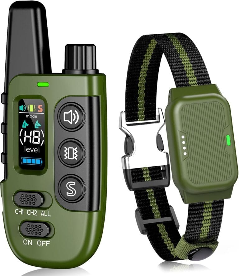 Shock Collar for Dogs, IP67 Waterproof Dog Training Collar with Remote Control, 3 Modes: Beep, Vibration, Safe Static, Rechargeable Adjustable for 15-110lbs Medium Large Dogs