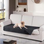 TAOCOCO 100% Waterproof Reversible Couch Cushion Cover for Dogs & Pets - Chaise & Sectional Sofa U Shape Couch Furniture Protector Slipcover (Black)