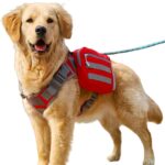 x Jumahe Dog Hiking Backpacks, for 85-125 lbs Large - Giant Dogs, Dog Hiking Back Pack, 5 Adjustable Buckles, Large Capacity 2 Spacious Side Bags, Breathable Waterproof Fabric (Red)