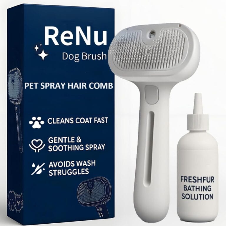 Fresh Fur Shower Brush, 3-in-1 Self-Cleaning Steamy Pet Brush for Dogs & Cats  Grooming Tool for Long & Short Hair, Removes Loose Hair & Reduces Shedding