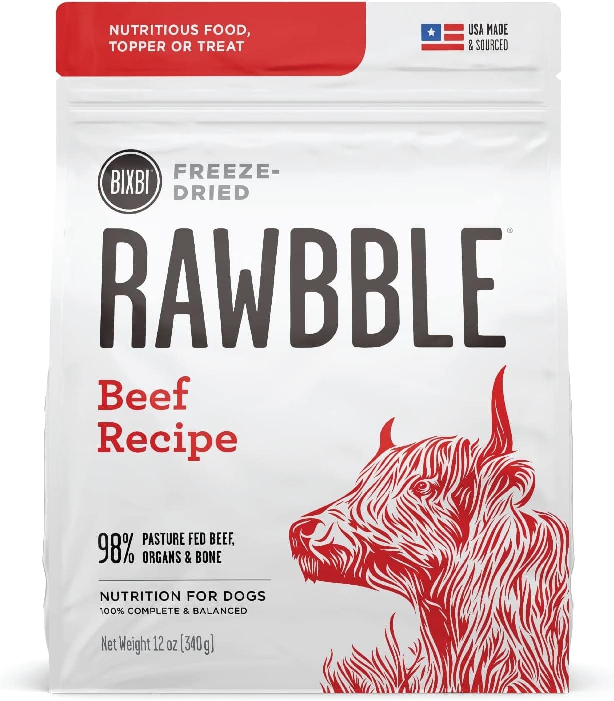 BIXBI Rawbble Freeze Dried Dog Food, Beef Recipe, 12 oz - 98% Meat and Organs, No Fillers - Pantry-Friendly Raw Dog Food for Meal, Treat or Food Topper - USA Made in Small Batches BIXBI Rawbble Freeze Dried Dog Food, Beef Recipe, 12 oz - 98% Meat and Organs, No Fillers - Pantry-Friendly Raw Dog Food for Meal, Treat or Food Topper - USA Made in Small Batches