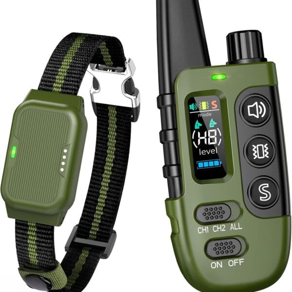 Shock Collar for Dogs, Waterproof Dog Training Collar with Remote Control, 3 Modes: Beep, Vibration, Safe Static, Rechargeable,1600Ft Range, Suitable for Medium Large Dogs