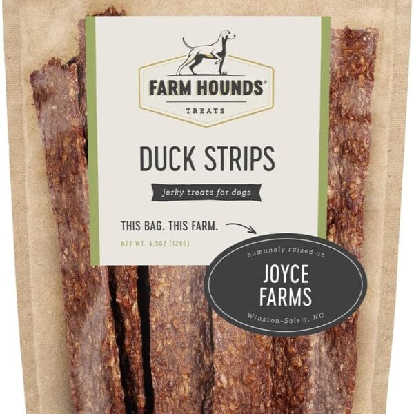Farm Hounds - Duck Strips - Premium Natural Jerky for Dogs - Made from 100% Humanely Raised Duck - Break-to-Size - Great for Training & Treats - No Added Fillers - Made in USA - 4.5 oz - 1 Pack