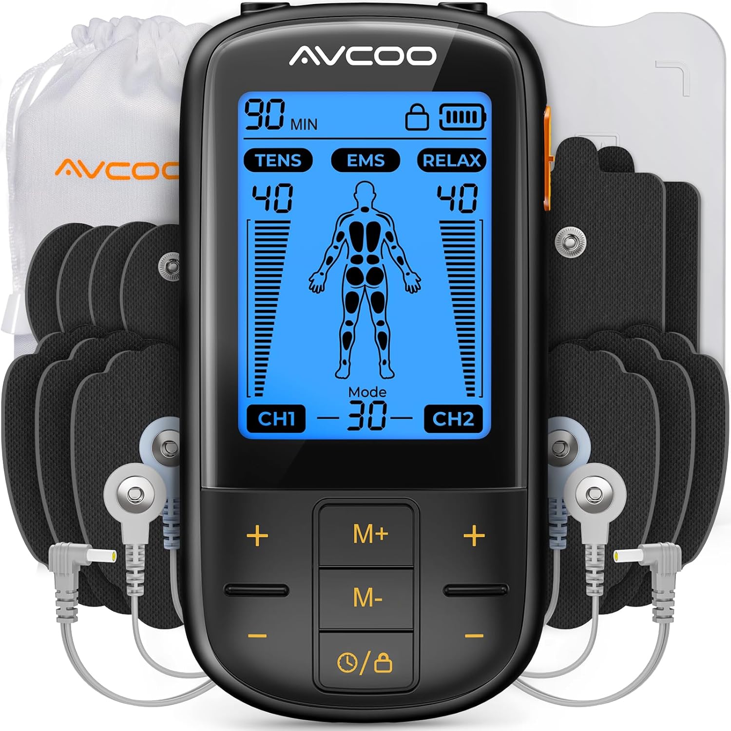 3-in-1 TENS Unit Muscle Stimulator with 30 Modes, 40 Intensities TENS Machine for Gradual Back Pain Relief Therapy, Rechargeable EMS Unit Massager with 12 TENS Electrode Pads, a Storage Bag 3-in-1 TENS Unit Muscle Stimulator with 30 Modes, 40 Intensities TENS Machine for Gradual Back Pain Relief Therapy, Rechargeable EMS Unit Massager with 12 TENS Electrode Pads, a Storage Bag