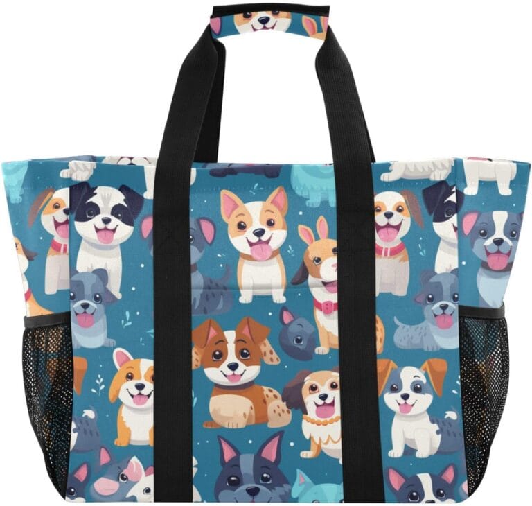 ALAZA Colorful Dinosaur Palm Tree Cactus Waterproof Beach Tote Bags