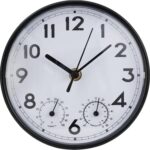 Indoor Outdoor Clocks Waterproof, Decorative Wall Clocks with Temperature and Humidity, Non Ticking Round Wall Clock Battery Operated for Patio Garden Home