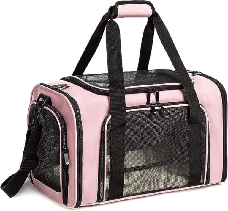 Cat Carrier Dog Carrier Pet Carrier Cat Bags for Small Medium Cats Dogs Puppies of 15 Lbs,of Airline Approved Small Dog Bag Soft Sided,Collapsible Travel Puppy Carrier (Large, Pink)