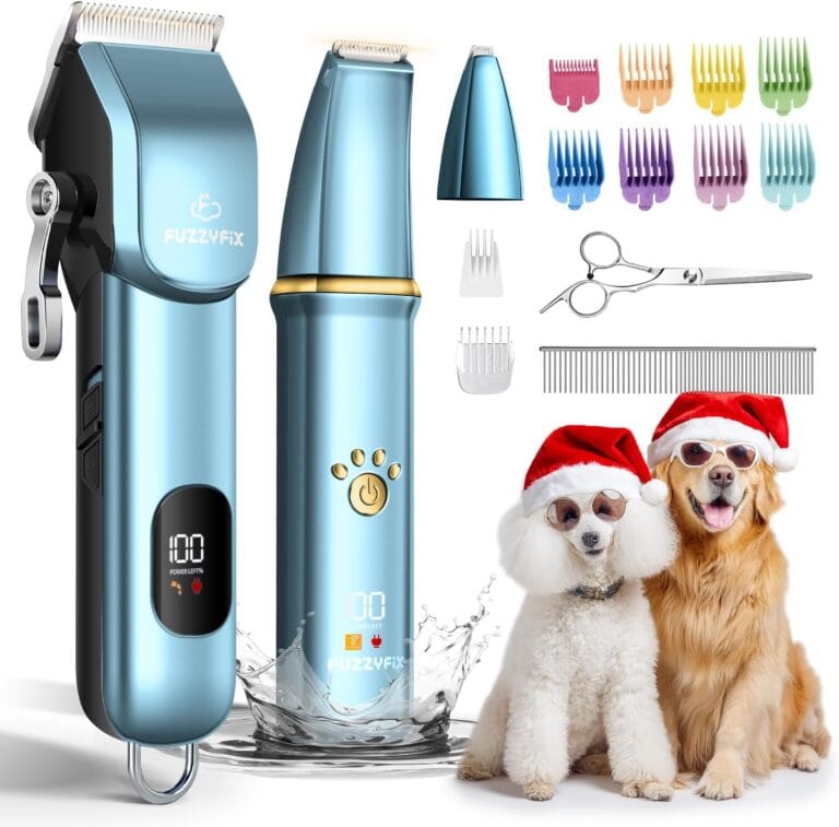 Dog Grooming Kit, Dog Clippers for Grooming for Thick Curly Coats, Professional Pet Hair Shaver Paw Trimmer Cordless Rechargeable Low Noise for Dogs Cats Animals Face Ear