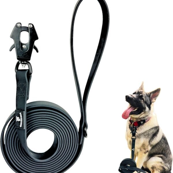 Heavy Duty Waterproof Dog Leash - Large Scissor Frog Quick Release Clasp, PVC Rubber Coated Nylon Training Lead for Large and X-Large Dogs, Odor Free, Durable, Easy to Clean, Nonslip Grip, Secure Hold