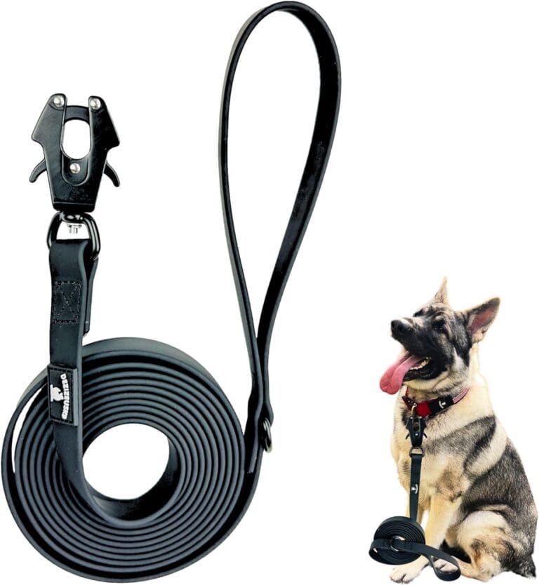 Heavy Duty Waterproof Dog Leash - Large Scissor Frog Quick Release Clasp, PVC Rubber Coated Nylon Training Lead for Large and X-Large Dogs, Odor Free, Durable, Easy to Clean, Nonslip Grip, Secure Hold