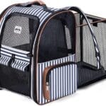 Lekebobor Large Cat Backpack Carrier Expandable Pet Carrier Backpack for Small Dogs Medium Cats Fit Up to 18 Lbs, Dog Carrier Backpack,Puppy Backpack Carrier, Striped