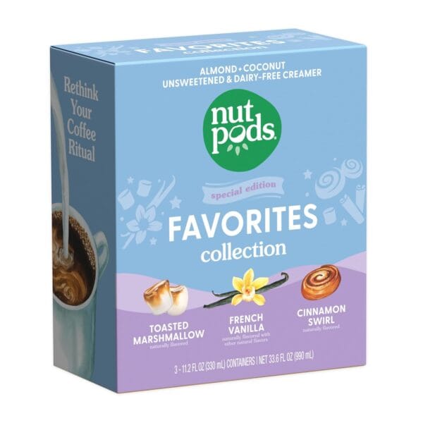 nutpods Favorites Collection - Unsweetened Non Dairy Creamer - Toasted Marshmallow, French Vanilla and Cinnamon Swirl - Keto Creamer, Whole30, Gluten Free, Non-GMO, Vegan, Sugar Free, Kosher