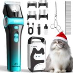 Cat Clippers for Grooming with 5-in-1 Blade, Cat Grooming Kit Cordless Rechargeable Hair Trimmer Detachable Stainless Steel Blade Pet Shaver for Small Kitty Paw Face Head Body
