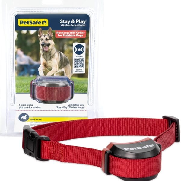 PetSafe Stay & Play Wireless Fence Receive Collar for Stubborn Dogs - Rechargeable & Waterproof Receiver Collar with Quick Charge in 2-3 Hours - for Dogs 5lb+