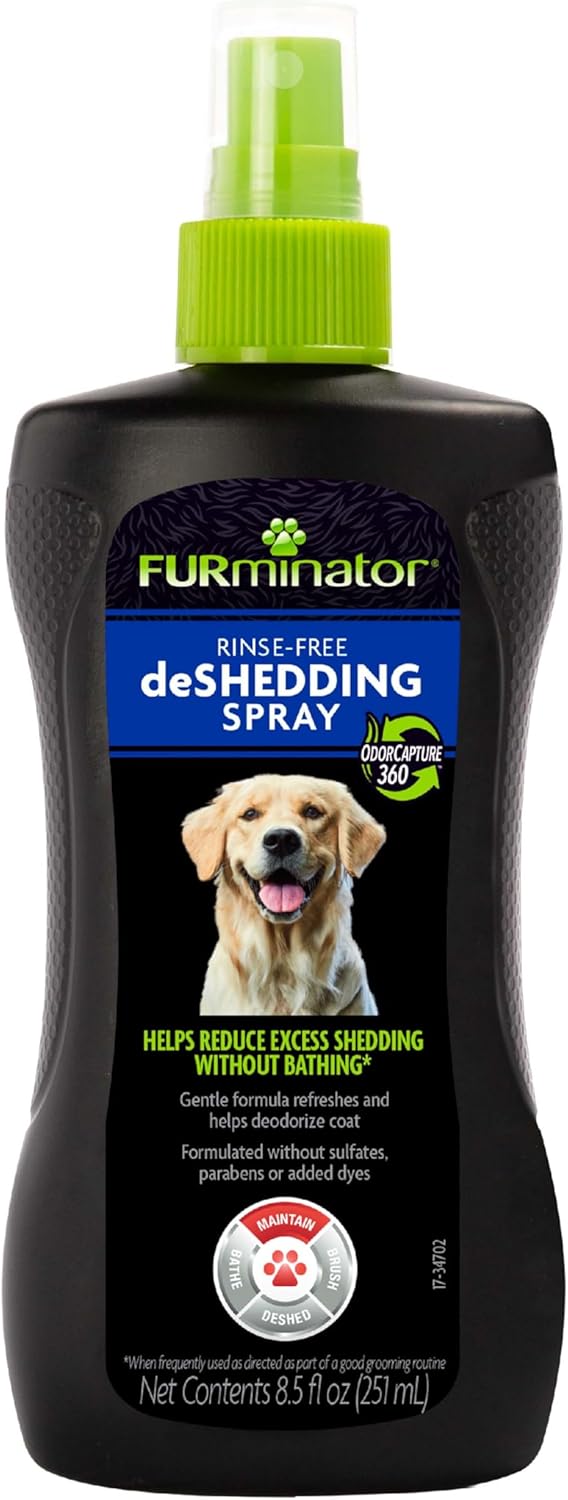 FURminator Rinse-Free deShedding Spray For Dogs, Helps Reduce Excess Shedding And Refreshes Between Baths, 8.5 Fluid Ounces