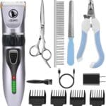 Dog Clippers Cordless Dog Grooming Kit Professional Horse Clippers with 4 Comb Guides, Low Noise Pet Clippers Rechargeable Pet Grooming Tools for Small Large Dogs Cats Horse Pets