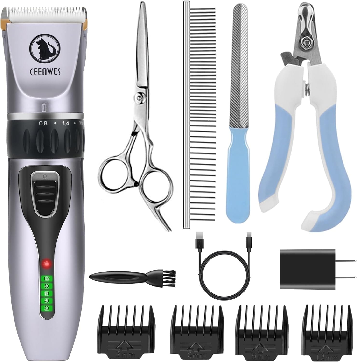 Dog Clippers Cordless Dog Grooming Kit Professional Horse Clippers with 4 Comb Guides, Low Noise Pet Clippers Rechargeable Pet Grooming Tools for Small Large Dogs Cats Horse Pets Dog Clippers Cordless Dog Grooming Kit Professional Horse Clippers with 4 Comb Guides, Low Noise Pet Clippers Rechargeable Pet Grooming Tools for Small Large Dogs Cats Horse Pets