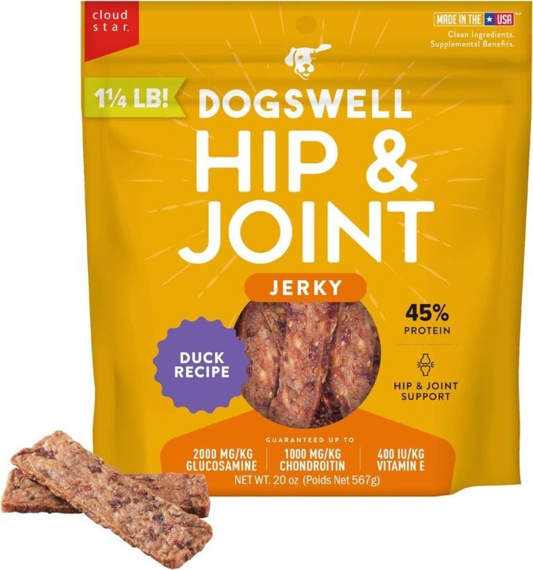 Dogswell Jerky Hip and Joint Dog Treats Grain Free Made in USA Only, Glucosamine and Chondroitin, 20 oz Duck