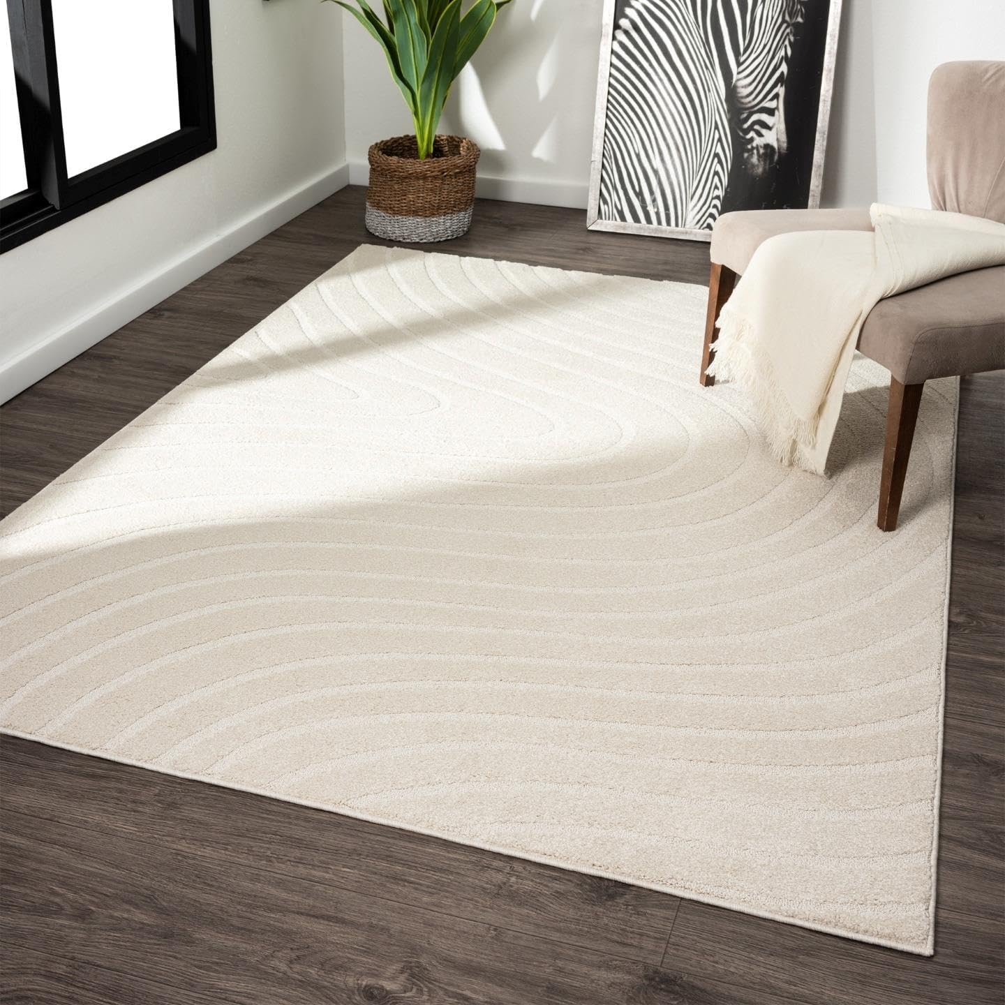 LUXE WEAVERS Modern Geometric Wave Cream 8x10 Area Rug LUXE WEAVERS Modern Geometric Wave Cream 8x10 Area Rug