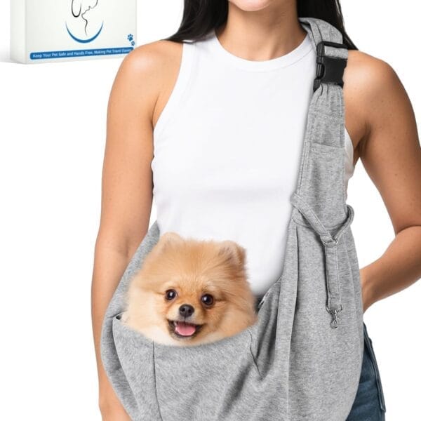 Dog Carrier Sling for Small Dogs and Cats(0 to 12 lbs), Puppy Sling Carrier with Adjustable Strap, Travel Safety Harness, Hands-Free Pet Carring Holder Travel Bag for Outdoor, Gray