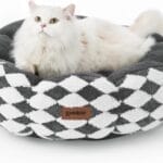 Large Cat Beds for Indoor Cat, Donut Dog Beds for Small Dog, Round Plush Puppy Bed for KittenAnti-Slip Bottom, Grey