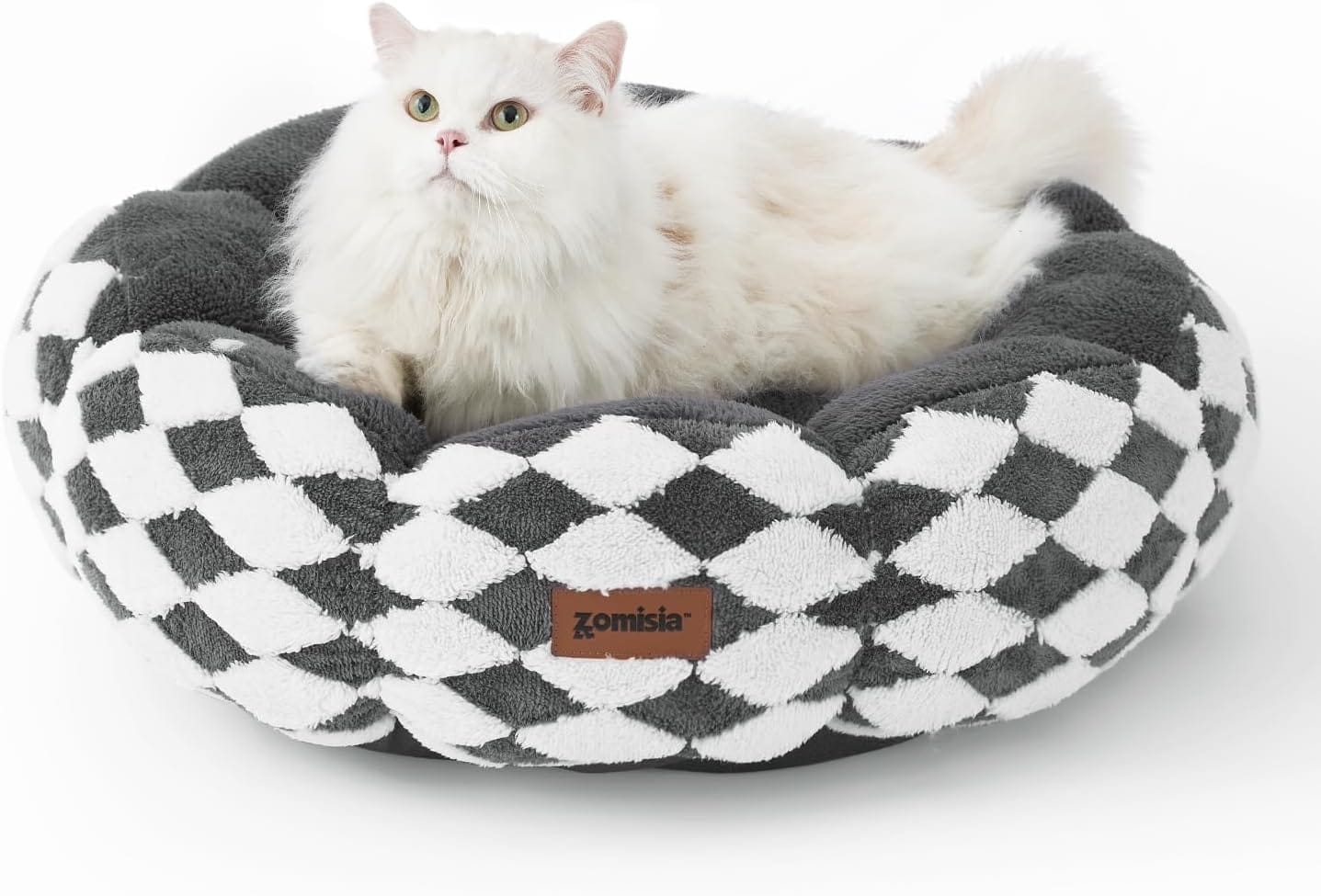 Large Cat Beds for Indoor Cat, Donut Dog Beds for Small Dog, Round Plush Puppy Bed for KittenAnti-Slip Bottom, Grey Large Cat Beds for Indoor Cat, Donut Dog Beds for Small Dog, Round Plush Puppy Bed for KittenAnti-Slip Bottom, Grey